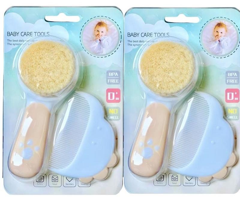 Baby Hair Brush And Comb Set, Baby Brush With Soft Natural Bristles 2 PCS - Image 1