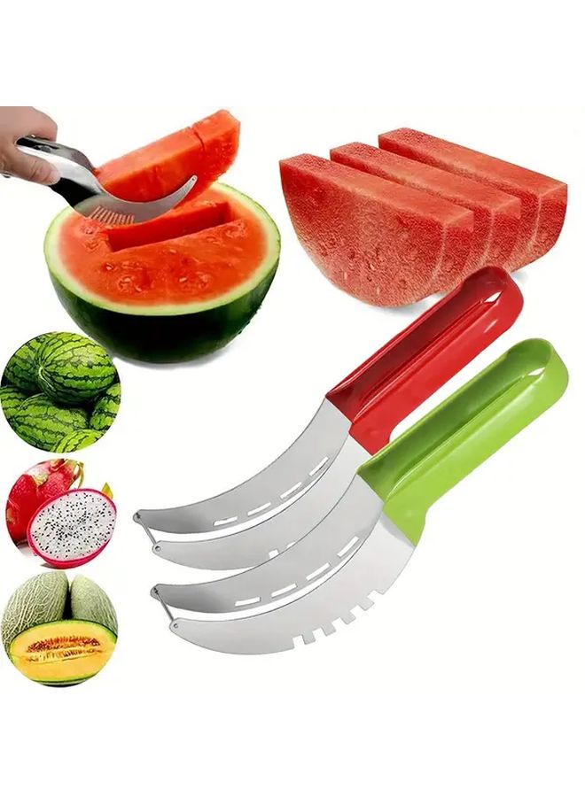 Red Watermelon Slicer Quick Cutting Tool Stainless Steel Multi Functional Fruit Divider - Image 2