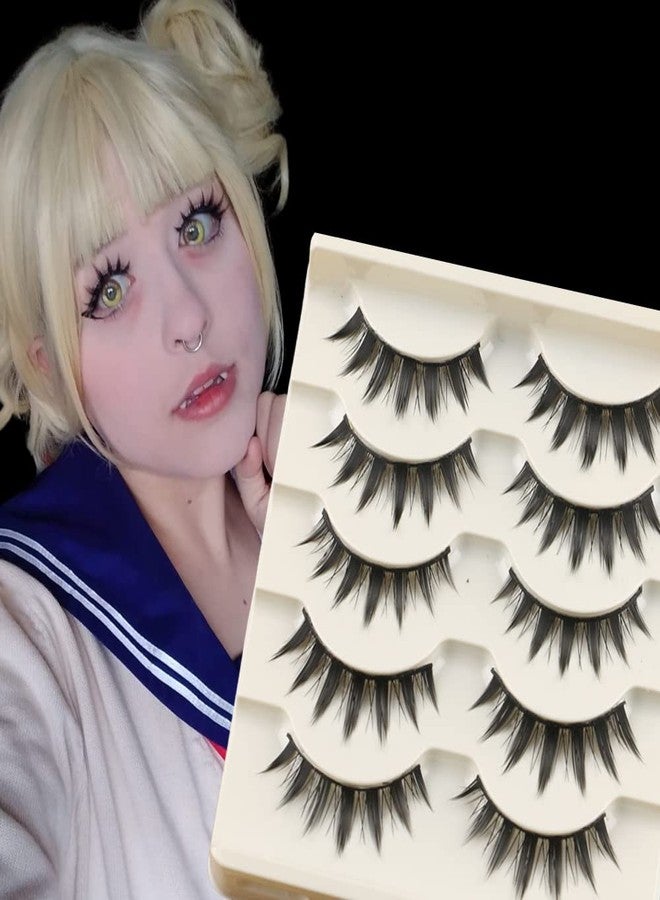 beyonday 5 Pairs Cosplay Manga Lashes 3D Little Devil Spiky Eyelash Cute Doll Anime Lashes Japanese Style Makeup Eyelashes Natural Look Halloween Lash Beauty Extension Tools - Image 3