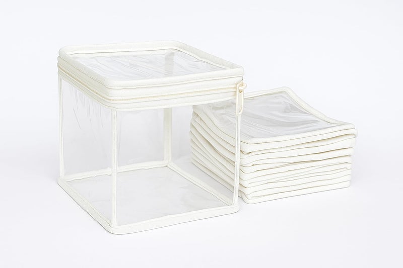 10cr Transparent PVC Storage Bags with Zip - Pack of 10 | 6x6x6 inch Multipurpose Organizer Pouch for Makeup, Socks, Toys, Fruits, Vegetables | Foldable & Reusable - Image 3