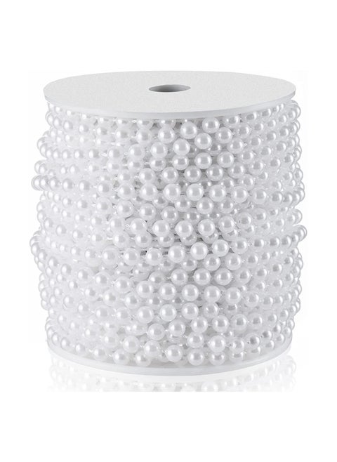 Craft String Pearls 6MM Pearl Bead, 10M White Faux Pearl Garland Spool Roll Strand Wedding Party Decoration