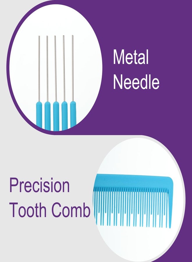 Zelphvt 4 Packs Hair Teasing Comb with Metal Pick, Lift Teasing Combs for Women Men, Hair Pick Comb Styling Combs with Non Slip Handle, Black Purple Blue Pink - Image 3