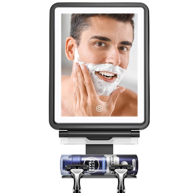 COSMIRROR Shower Mirror, 6.2" W x 8" H, Fogless for Shaving with Squeegee to Keep Clean or Remove Foggy Mess, Two Mounting Solution, Dimmable Lighting (3 Color Setting) - Image 1