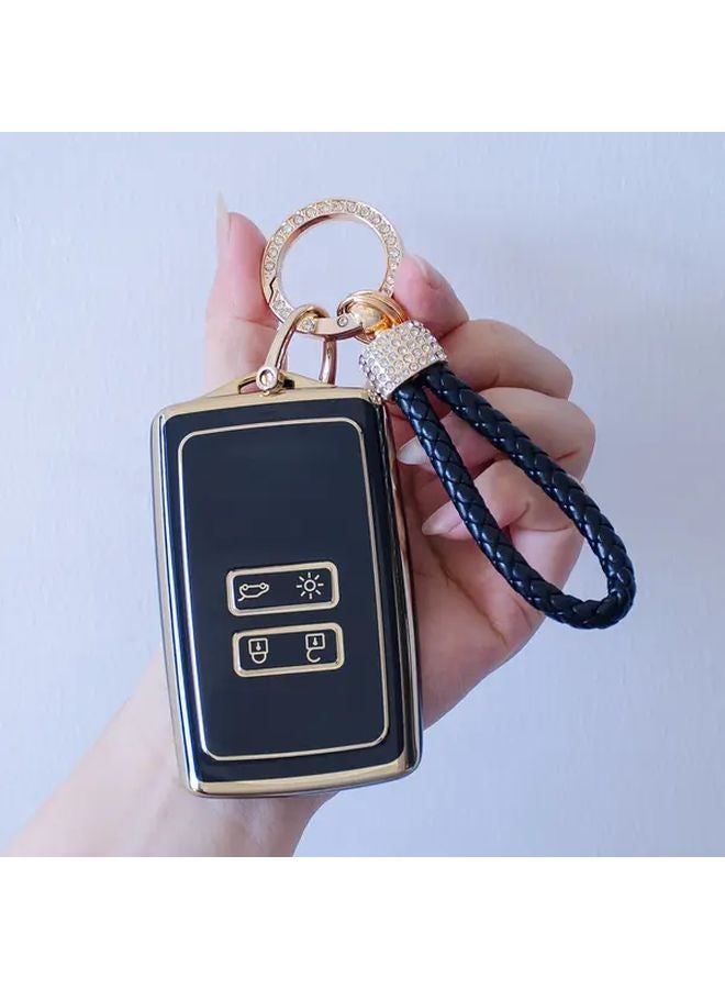 غطاء مفتاح TPU أسود مع سلسلة مفاتيح لطرازات رينو - Image 5
