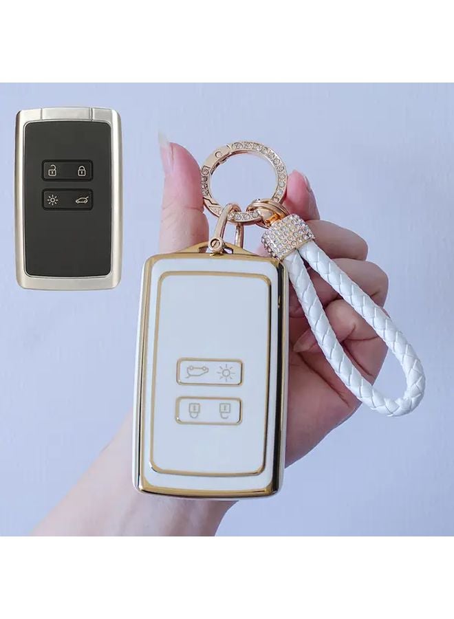 غطاء مفتاح TPU أسود مع سلسلة مفاتيح لطرازات رينو - Image 1