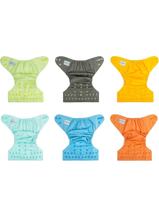 Babygoal Cloth Diaper Covers for Fitted Diapers and Prefolds with Double Gusset, Adjustable Reusable for Baby Boys, 6pcs Covers+One Wet Bag - Image 2