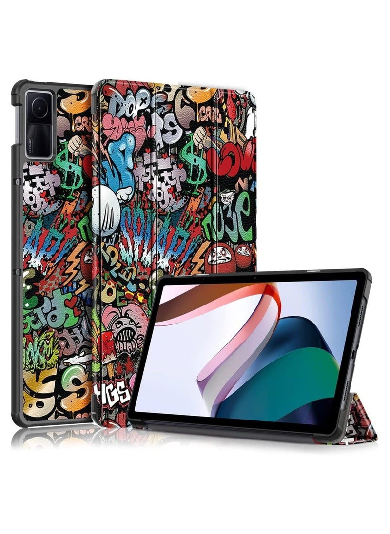 Case for Xiaomi Redmi Pad 10.6 inch Released 2022, Tri fold Slim Lightweight Hard Shell Smart Protective Cover with Multi-Angle Stand (Graffiti) - Image 1