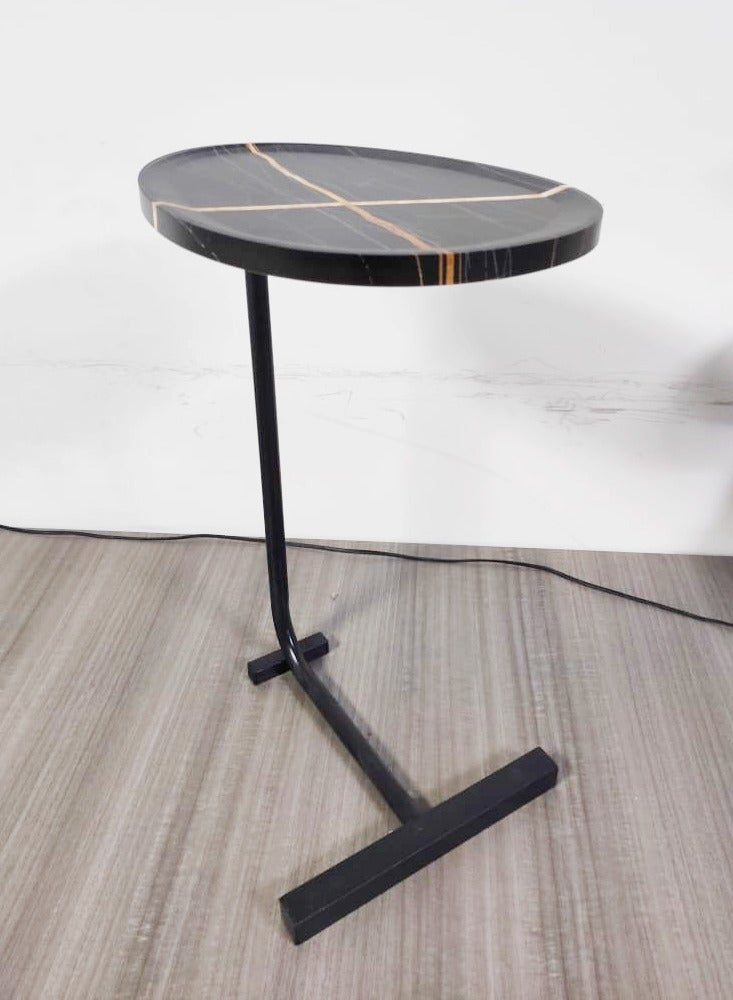 سي آند سي هوم طاولات قهوة فاخرة بتصميم عصري متعدد الأغراض طاولة جانبية بتصميم رخامي بيضاوي لأثاث غرفة المعيشة المنزلي 45x30x60 سم - Image 3