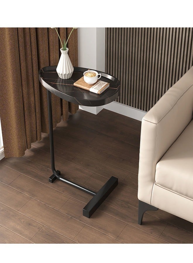 سي آند سي هوم طاولات قهوة فاخرة بتصميم عصري متعدد الأغراض طاولة جانبية بتصميم رخامي بيضاوي لأثاث غرفة المعيشة المنزلي 45x30x60 سم - Image 5