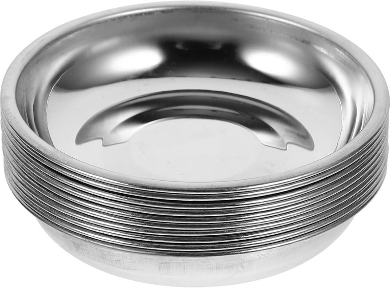 DOITOOL 10 Pcs Stainless Steel Seasoning Dishes Appetizer Tray Sushi Dipping Bowls Round Sauce Dishes Appetizer Plates for Home Restaurant  31Inch - Image 1