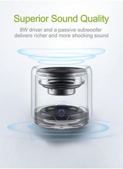 EWA EWA A106 Portable Bluetooth Speaker with Custom Bass Radiator, Brief Design, Perfect Mini Speaker for Shower, Room, Bike, Car- Black  - Image 2