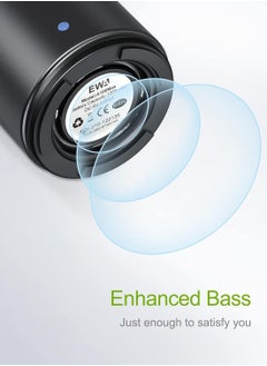 EWA EWA A106 Portable Bluetooth Speaker with Custom Bass Radiator, Brief Design, Perfect Mini Speaker for Shower, Room, Bike, Car- Black  - Image 3