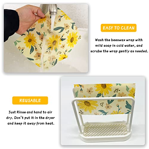 PICcircuit Beeswax Wrap, 9 Pack Eco-Friendly Beeswax Wraps for Food Storage, Organic, Sustainable, Beeswax Food Wraps, Zero Waste Reusable Food Wrap Beeswax Paper 1L, 3M, 5S Plants Pattern Sandwich Wrappers - Image 5