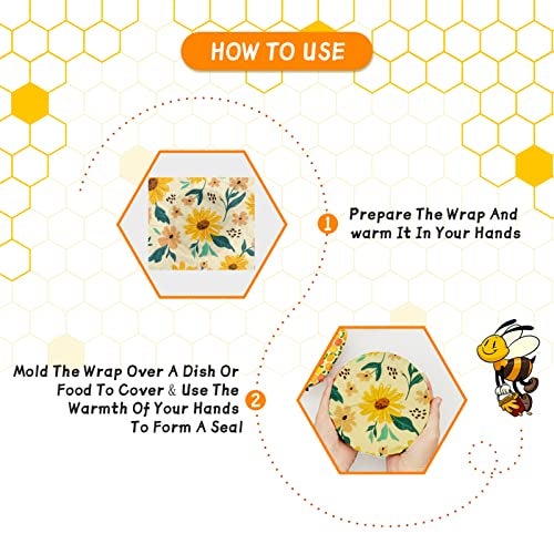 PICcircuit Beeswax Wrap, 9 Pack Eco-Friendly Beeswax Wraps for Food Storage, Organic, Sustainable, Beeswax Food Wraps, Zero Waste Reusable Food Wrap Beeswax Paper 1L, 3M, 5S Plants Pattern Sandwich Wrappers - Image 4