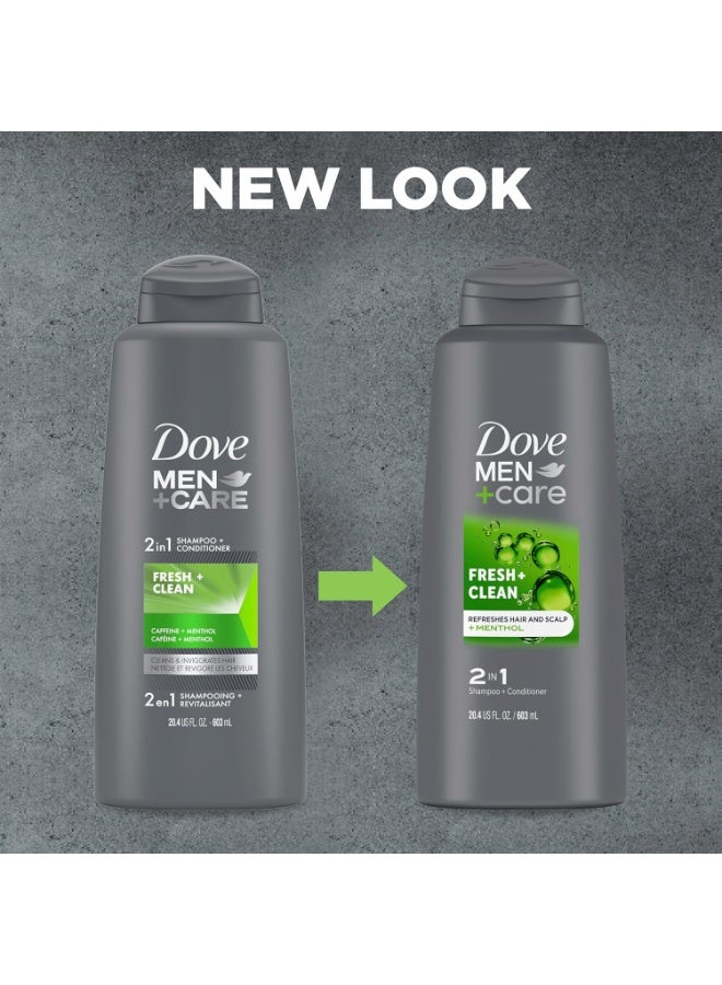 Dove Men+Care 2 in 1 Shampoo and Conditioner, Fresh and Clean 603ML - Image 2