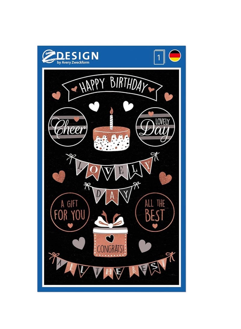 AVERY Zweckform 57079 Paper Stickers Happy Birthday 18 Stickers (Self-Adhesive with Gloss Effect, Decoration, Birthday, Gifts, Cards, Congratulations, Party, Decorating, Photo Album, Buttel Journal) - Image 1