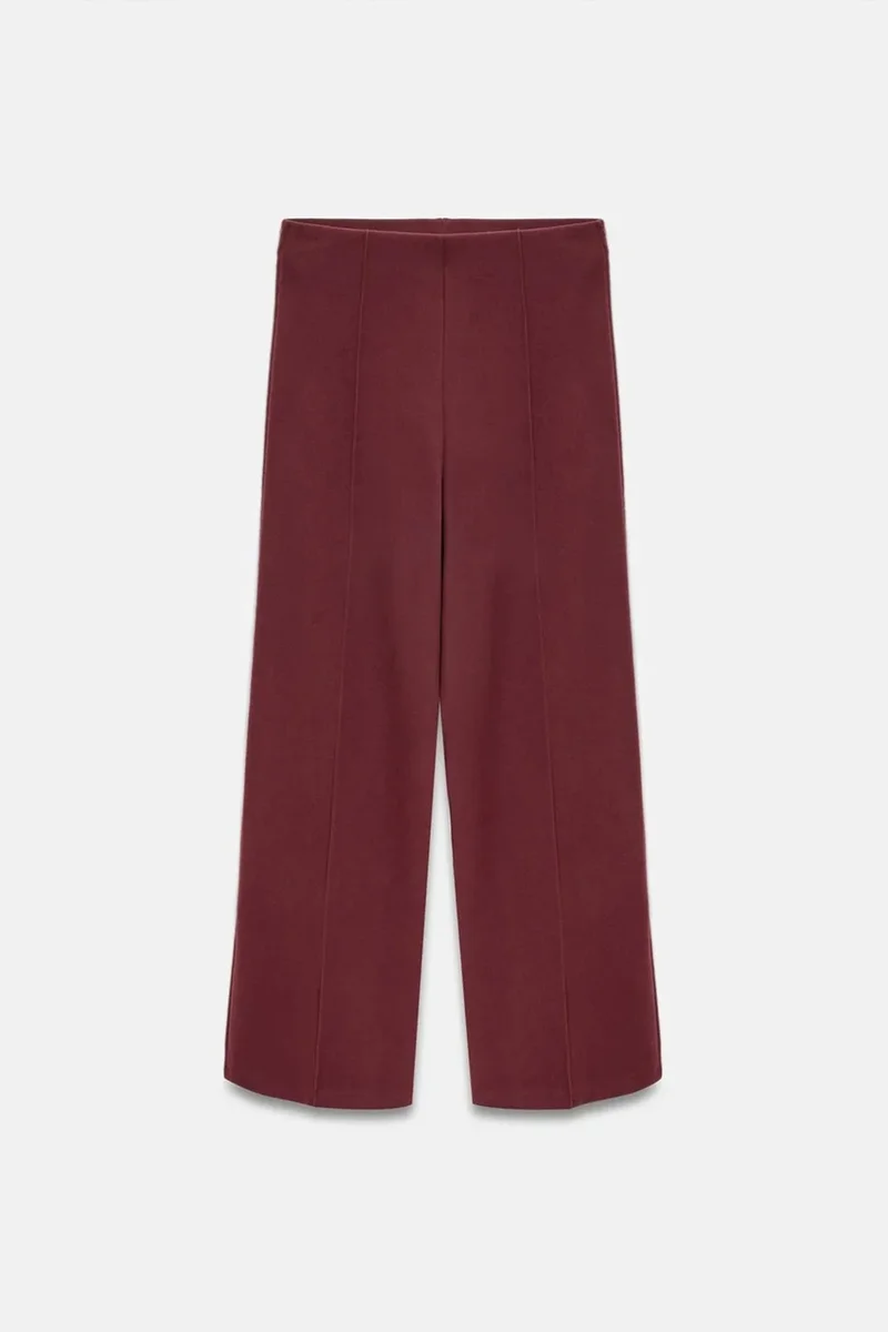 Dilvin Burgundy Red DILVIN Women's Wide-Leg Knit Trousers for Women | Best Price UAE