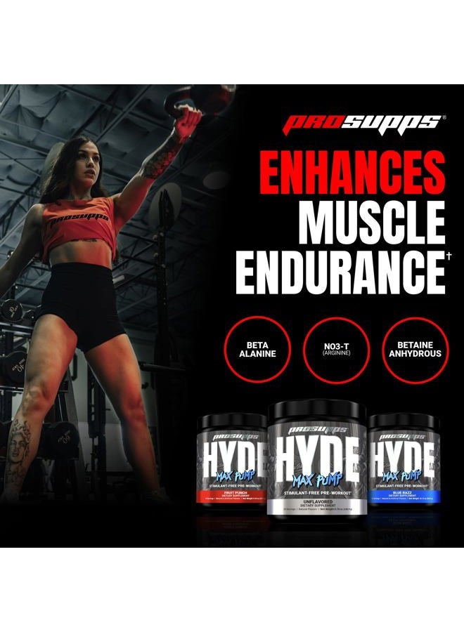 ProSupps Hyde Max Pump Pre Workout for Men and Women - Nitric Oxide Supplement for Pump and Endurance - Stimulant Free Pre Workout to Promote Blood Flow and Muscle Strength (Blue Razz, 20 Servings)  - Image 5