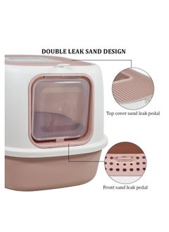 NNC PETS Large cat toilet with Transparent door, Front entry and Top exit, Litter scoop and Splash-proof litter box for Odor control, 52 cm cat litter box for Indoor use, Portable and Space saving (Pink)  - Image 4