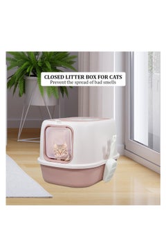 NNC PETS Large cat toilet with Transparent door, Front entry and Top exit, Litter scoop and Splash-proof litter box for Odor control, 52 cm cat litter box for Indoor use, Portable and Space saving (Pink)  - Image 5