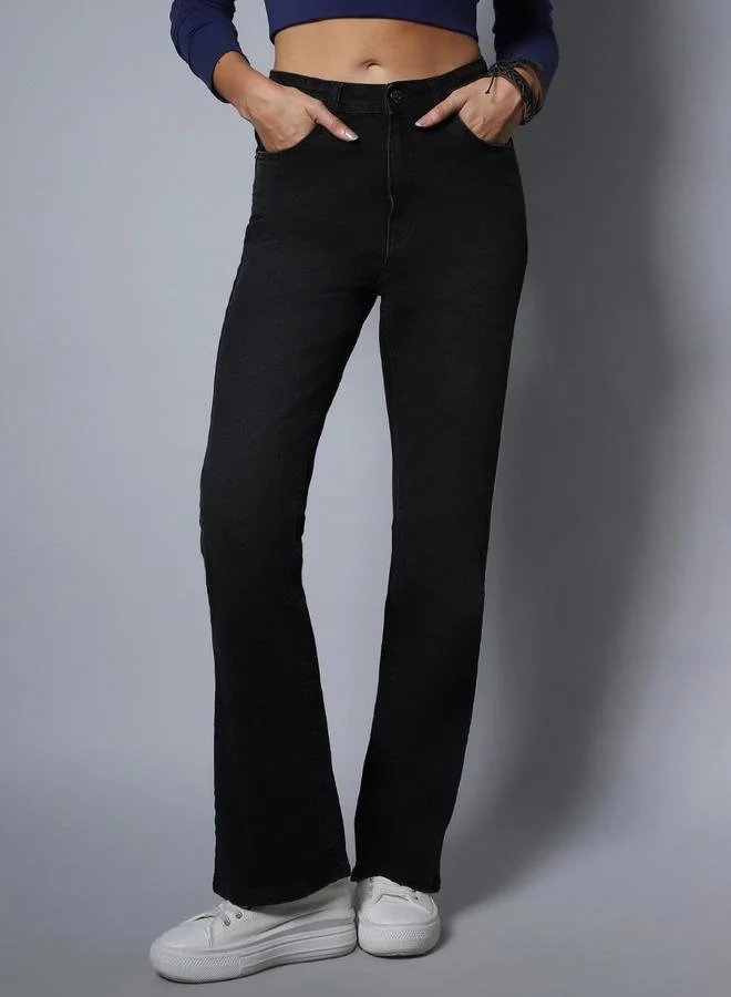 هاي ستار جينز مطاطي بخصر عالي وقصة بوت كت