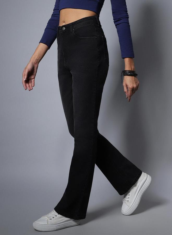 هاي ستار جينز مطاطي بخصر عالي وقصة بوت كت - Image 3