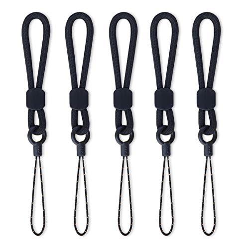 YOUOWO Ring Lanyards Black Finger Strap 5 Pack Short Rope Small Lanyard,For Phone Cases Keys Keychain USB Flash Drive CellPhone iPod ID Card Badge Camera - Image 1