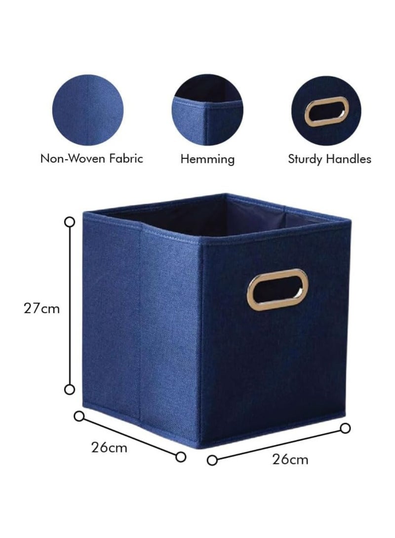 Wollar Foldable Clothes Storage Organizer Box - Portable Wardrobe, Cabinet & Cupboard Organiser Storage Boxes for Clothes with Steel Handles - 27 x 26 x 26 Inches (40L) - Blue - Image 4