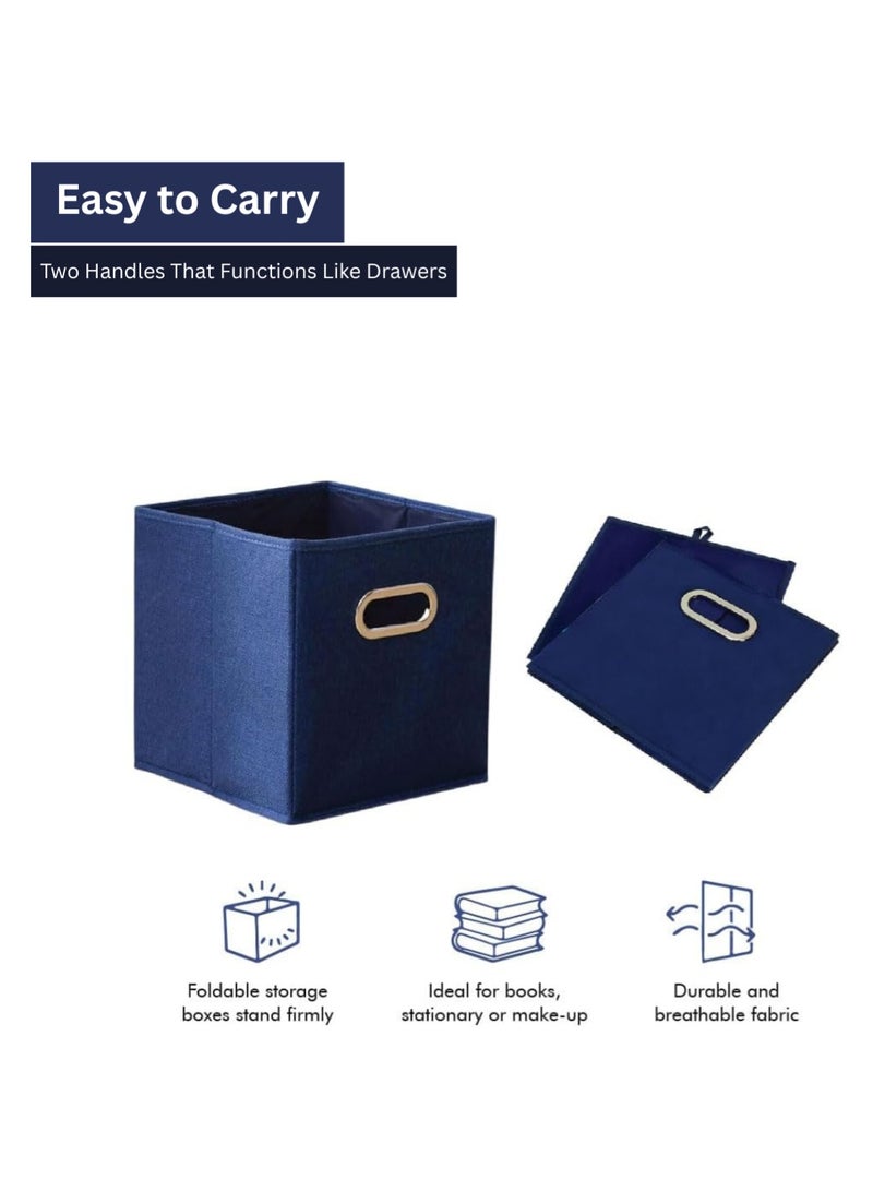 Wollar Foldable Clothes Storage Organizer Box - Portable Wardrobe, Cabinet & Cupboard Organiser Storage Boxes for Clothes with Steel Handles - 27 x 26 x 26 Inches (40L) - Blue - Image 5