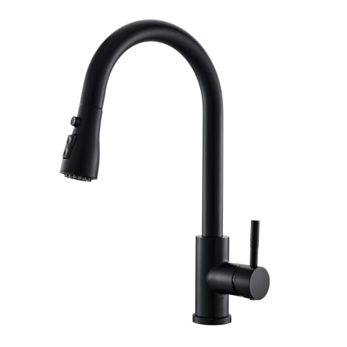 GIMILI Black Kitchen Faucet with Pull Down Sprayer Single Hole Kitchen Sink Faucet Suitable for Farmhouses RV Laundry Room Outdoor and Campers - Image 1