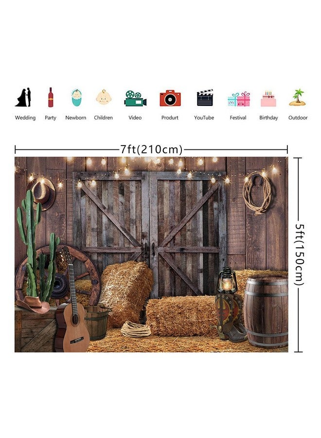 WOLADA 7X5Ft Western Cowboy Backdrop Western Backdrop Western Party Decorations Cowboy Backdrop Western Themed Party Decorations Wooden House Barn Backdrop Wild West Party Decorations 12534 - Image 3