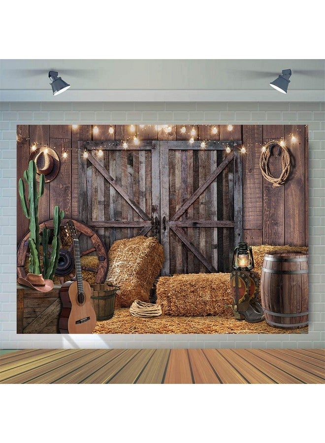 WOLADA 7X5Ft Western Cowboy Backdrop Western Backdrop Western Party Decorations Cowboy Backdrop Western Themed Party Decorations Wooden House Barn Backdrop Wild West Party Decorations 12534 - Image 2