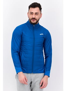 Brooks Men Sportswear Fit Long Sleeve Running Jacket, Teal Blue  - Image 1