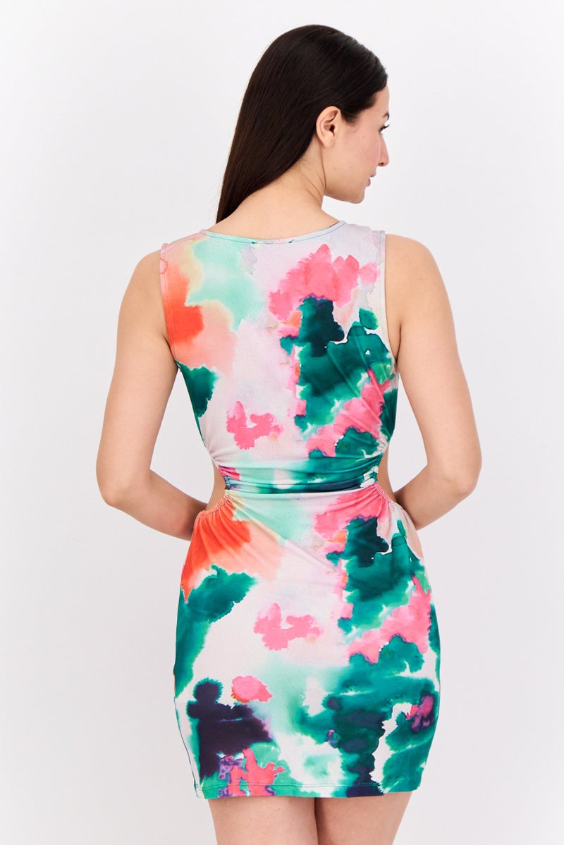 Threadbare Women Tie Dye Mini Dress, Multicolor - Image 3