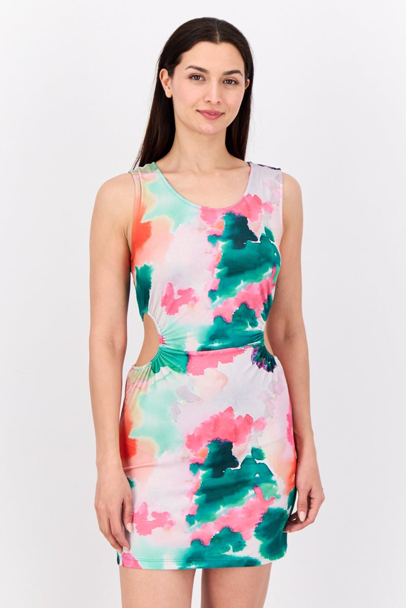 Threadbare Women Tie Dye Mini Dress, Multicolor - Image 1