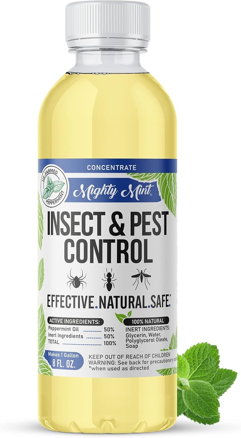 Mighty Mint Insect & Pest Control Peppermint Concentrate 8 oz - Makes 1 Gallon - Plant-Based Formula Kills and Prevents Spiders, Ants, Flying Insects, and More - Image 1