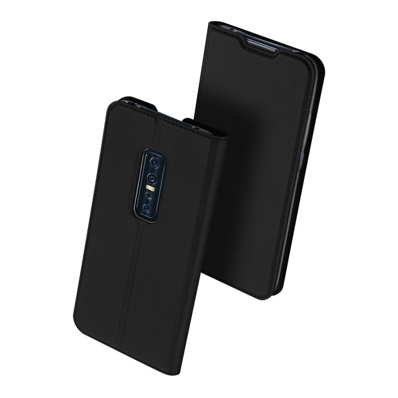 Generic (Unbranded) For VIVO V17 Pro Cellphone Cover PU Leather Shell Side Buckle Card Slots Mobile Phone Soft Case Overal Protection black - Image 3