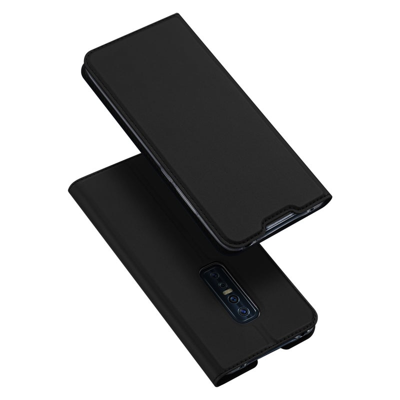 Generic (Unbranded) For VIVO V17 Pro Cellphone Cover PU Leather Shell Side Buckle Card Slots Mobile Phone Soft Case Overal Protection black - Image 1