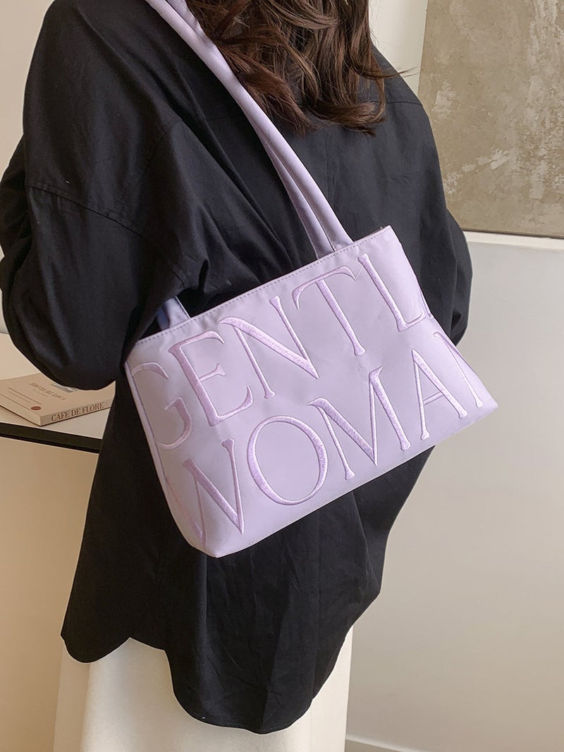 Gentle Woman Niche Casual Colorful Nylon Cloth Bag Embroidered Letters Shoulder Bag - Image 3