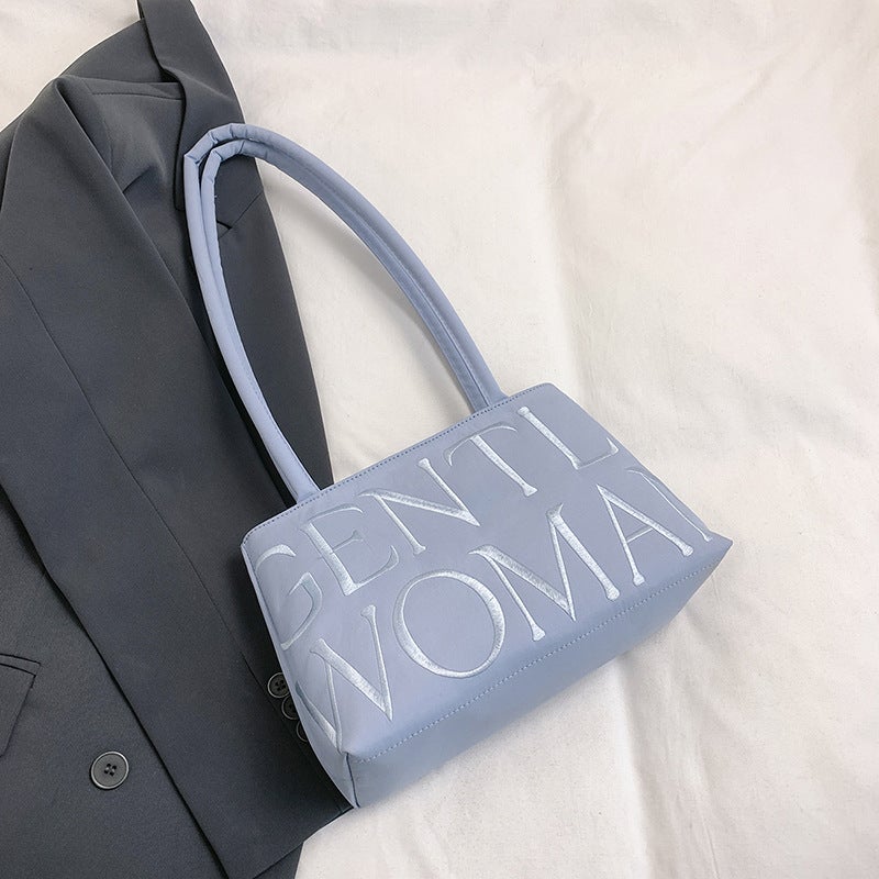 Gentle Woman Niche Casual Colorful Nylon Cloth Bag Embroidered Letters Shoulder Bag - Image 1