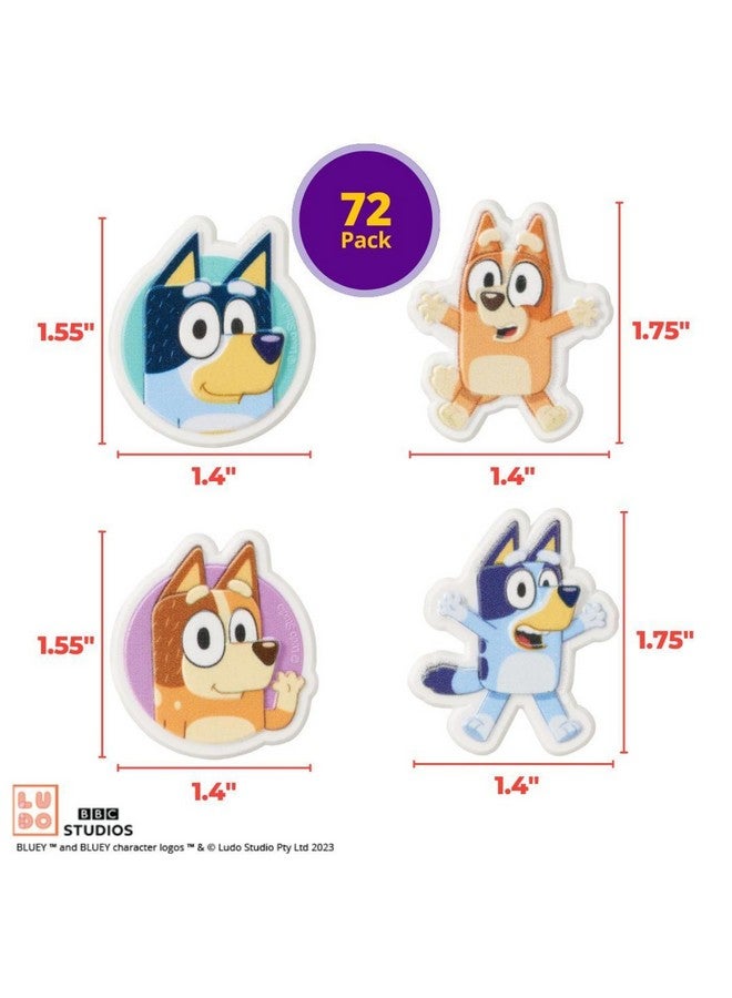 DecoPac Bluey So Much Fun Rings, 72 Cupcake Decorations Featuring Bluey, Bingo, Bandit, And Chilli, 3D Food Safe Cake Toppers - 72 Pack  - Image 4