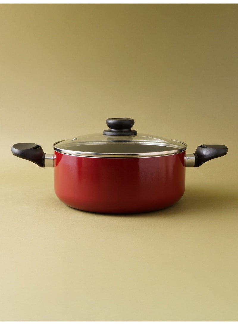 بينتولا بنتولا طقم أواني طبخ 7 قطع ألمنيوم غير لاصق مع أغطية زجاج، أحمر - Image 4