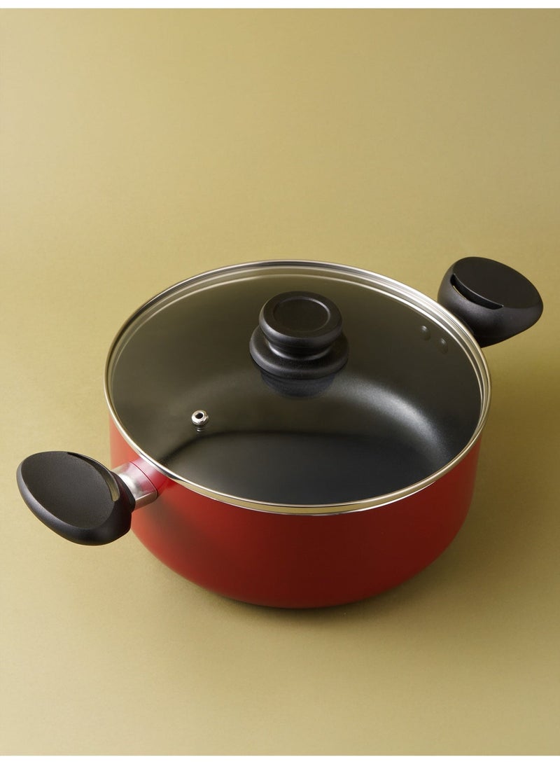 بينتولا بنتولا طقم أواني طبخ 7 قطع ألمنيوم غير لاصق مع أغطية زجاج، أحمر - Image 5