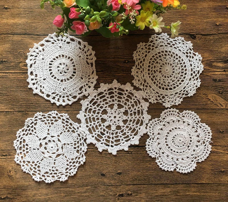 MINDPLUS Set of 10 Cotton Hand Crochet Doilies Lace White 6-7 Inches Round Crocheted Placemats Vintage Wedding Tea Party - Image 4