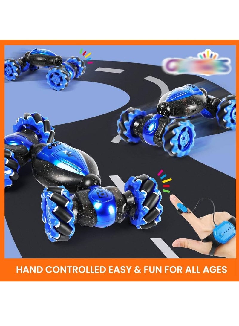 جينيكست إكستريم كروسلاندر، سيارة مضيئة تعمل بالتحكم عن بعد لجميع التضاريس، جهاز تحكم عن بعد بسوار، قابلة لإعادة الشحن، لعبة حركة إلكترونية، أسود/أزرق، RC49 - Image 2