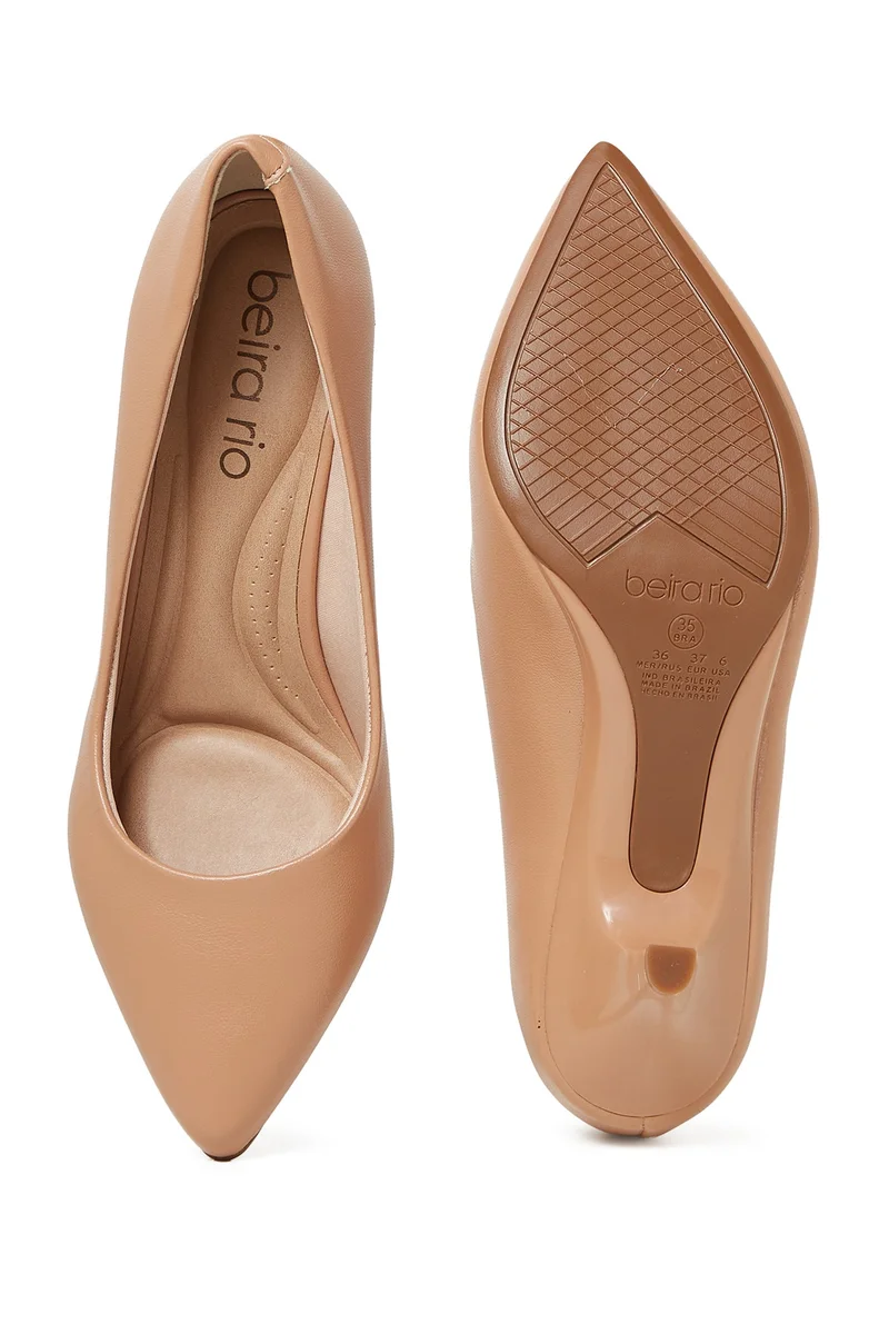Beira Rio  BEIRA RIO Low Heel Shoes for Ladies – NUDE Shoes with Slip On | Comfortable PU Upper & TPR Sole for Women | Best Price UAE