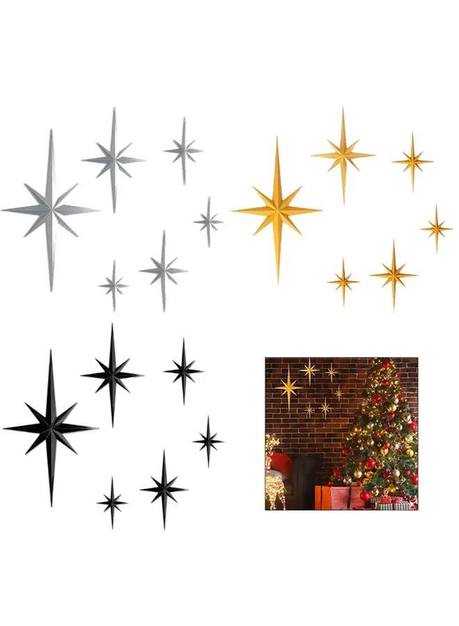 Golden Christmas Star Wall Decor Large Octagonal Hanging Ornament Indoor Outdoor Holiday Decoration - Image 1