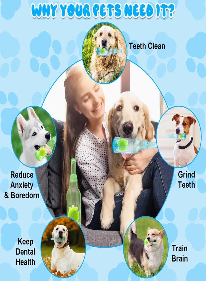 Aerbee 2PCS Water Bottle Dog Toys, Interesting Squeaky Dog Toys, 9.6" Rubber Water Bottle Toys with Tennis Ball, Large/Medium Dog Chew Toy, Outdoor Interactive Keep Them Busy, Blue & Green - Image 5