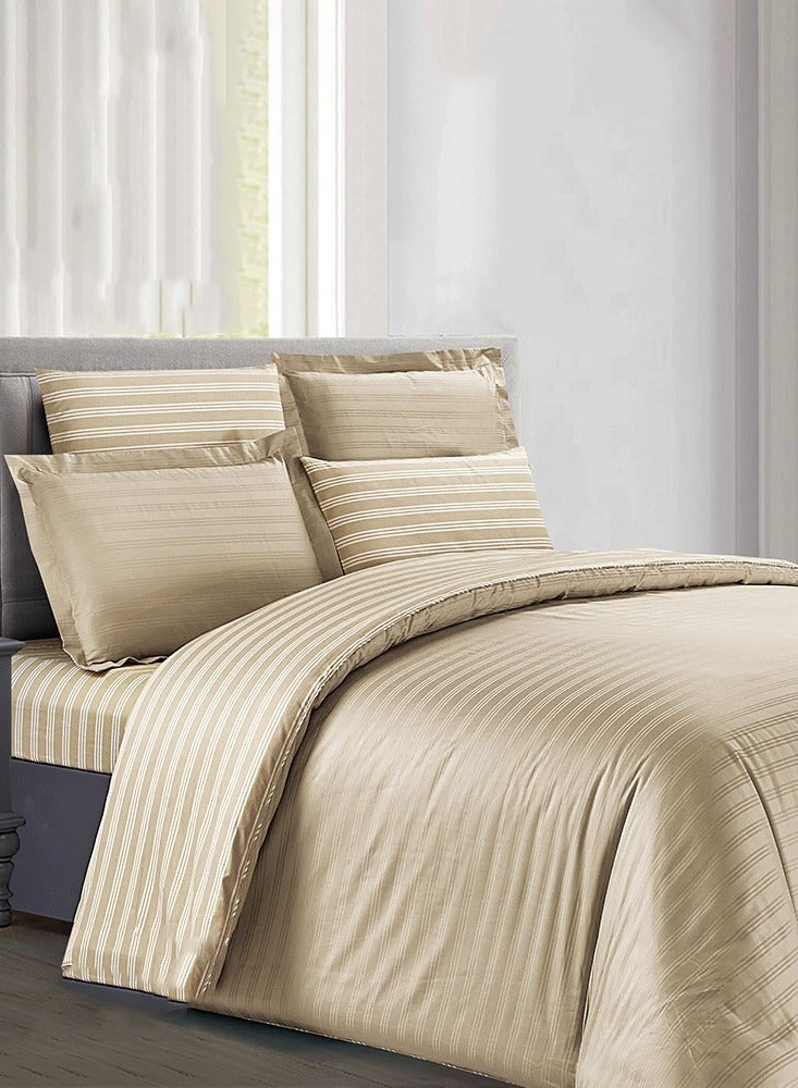Bazaar Home Brera 6-Piece Striped Cotton Comforter Set for Double Bed