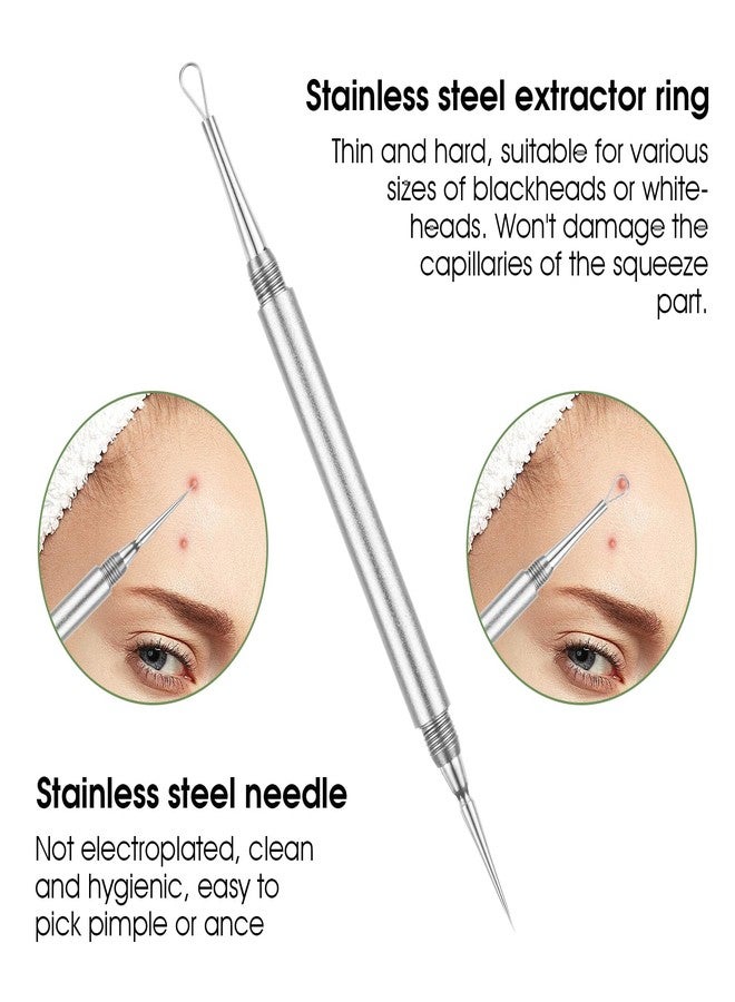 Yuanchu 2-In-1 Stainless Steel Acne Removal Needle, Professional Comedone Extractor Tool Whitehead Blackhead Remover Tool Pimple Popper Tool Double Ended Needle With Cap Removal For Face Nose (Silver) - Image 3